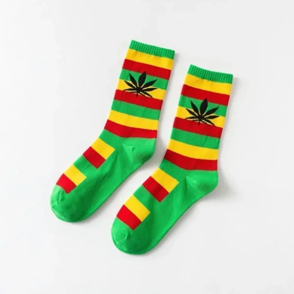 Ganja Striped RASTA Leaf Socks